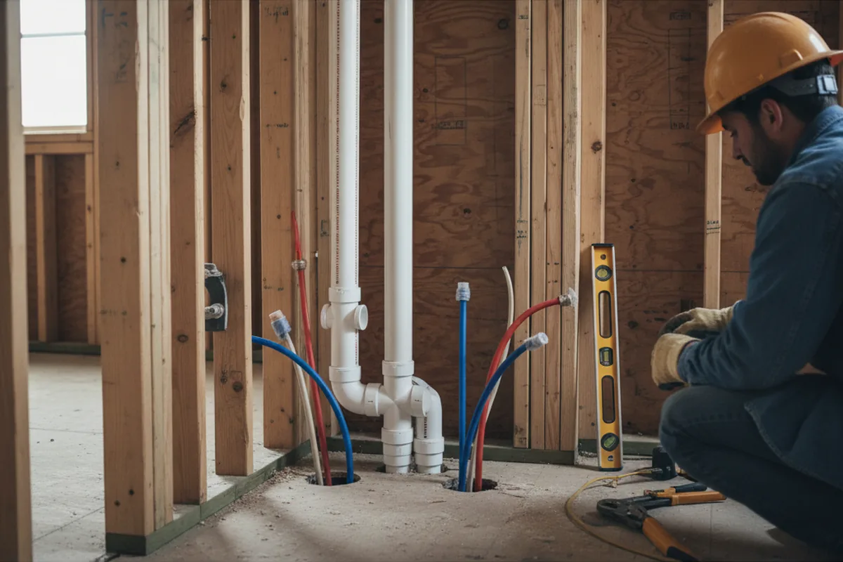Drain and supply rough-in during Leak Detection in Weir